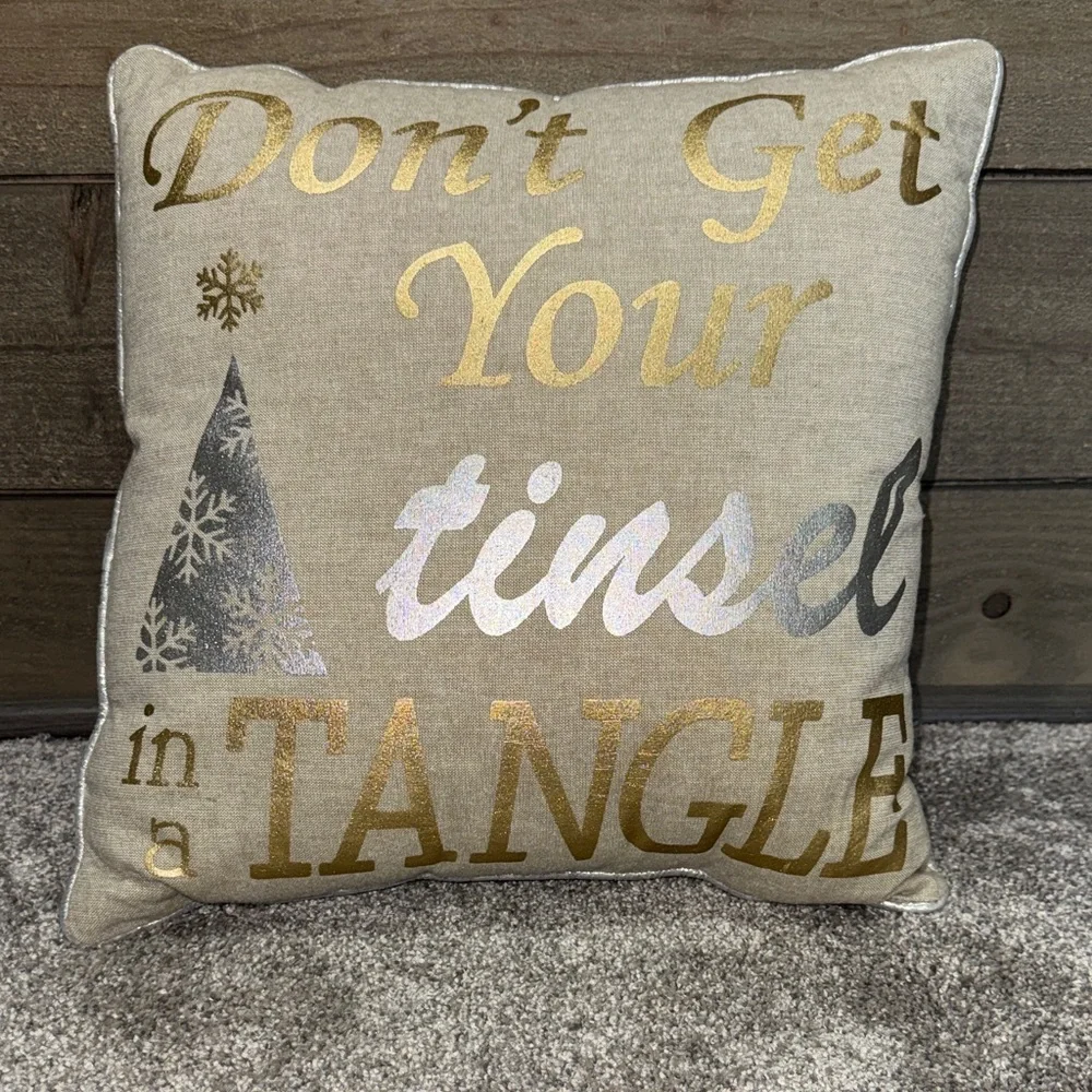 Pier 1 Holiday Pillow Cover with Gold and Silver Text (pillow cover only)